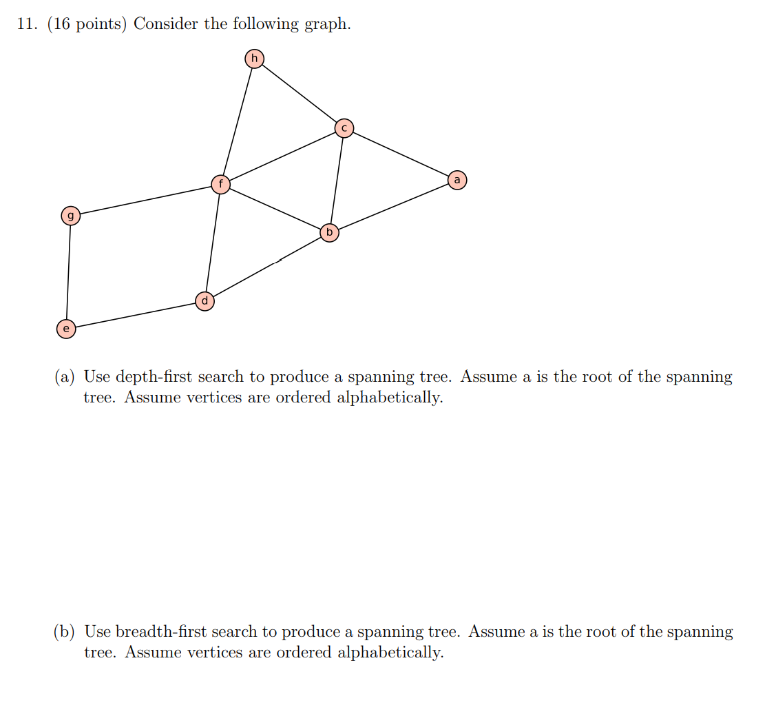 Solved 11. (16 points) Consider the following graph. (a) Use | Chegg.com