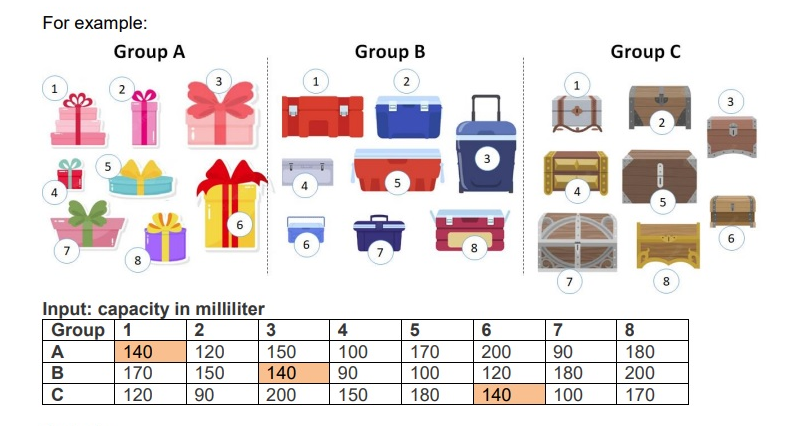 \[ - \] Input: capacity in milliliter