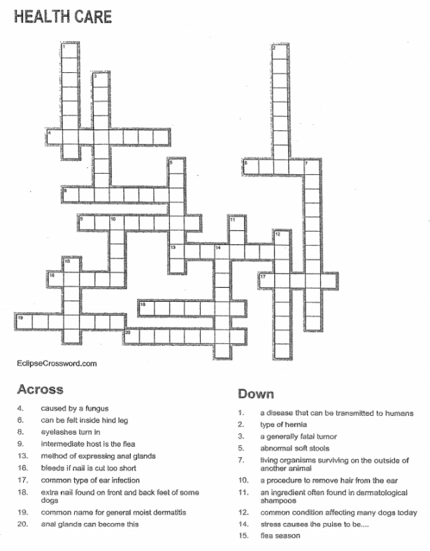 Solved HEALTH CARE Eclipse Crossword com Across caused by a Chegg com