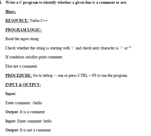 Solved Write a C program to identify whether a given line is | Chegg.com