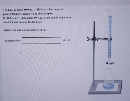 Solved The flask contains 10.0 mL of HCl and a few drops of | Chegg.com