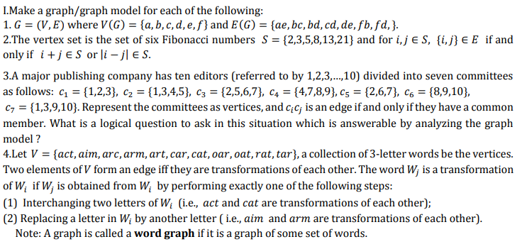 Solved I Make A Graph Graph Model For Each Of The Followi Chegg Com