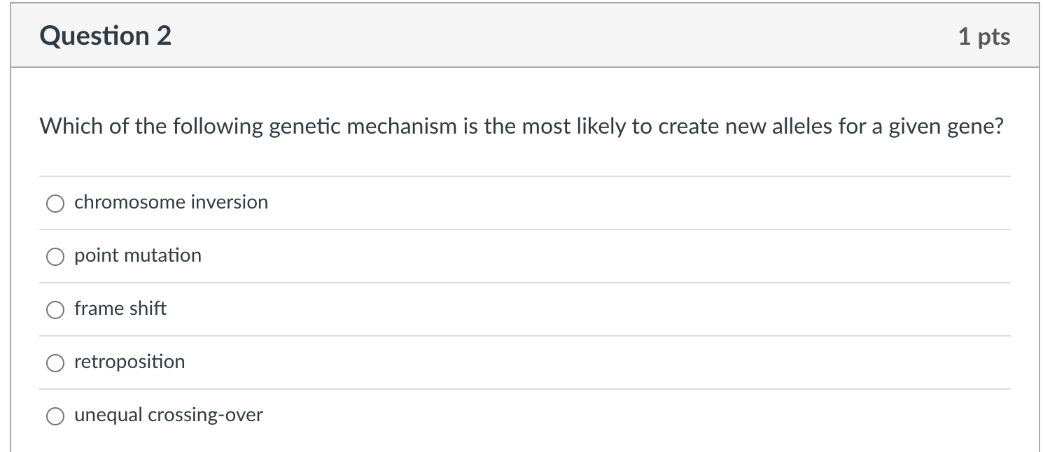 Solved Question 3 1 pts Which of the genetic events could | Chegg.com