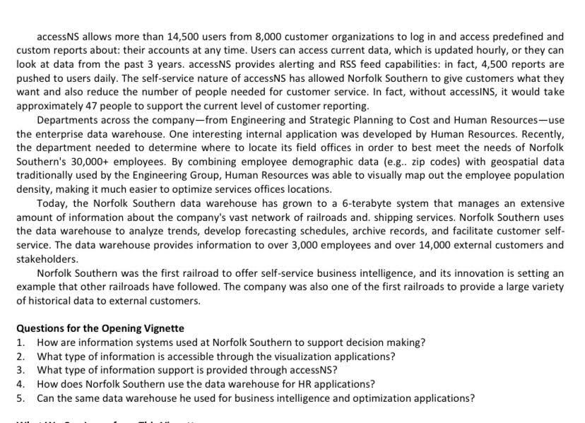 Solved OPENING NORFOLK SOUTHERN USES BUSINESS