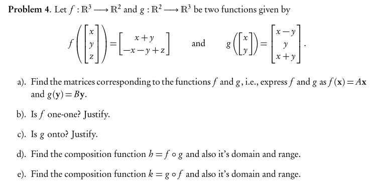 Solved Problem 4 Let F R3 R2 And G R2 R3 Be Two Functions