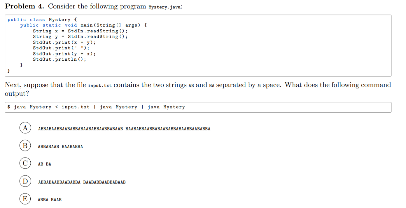 Solved Problem 4. Consider The Following Program | Chegg.com