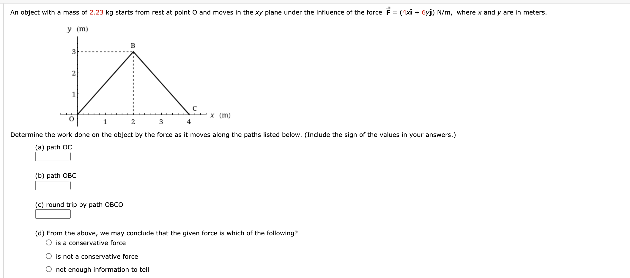 Solved An object with a mass of 2.23 kg starts from rest at | Chegg.com