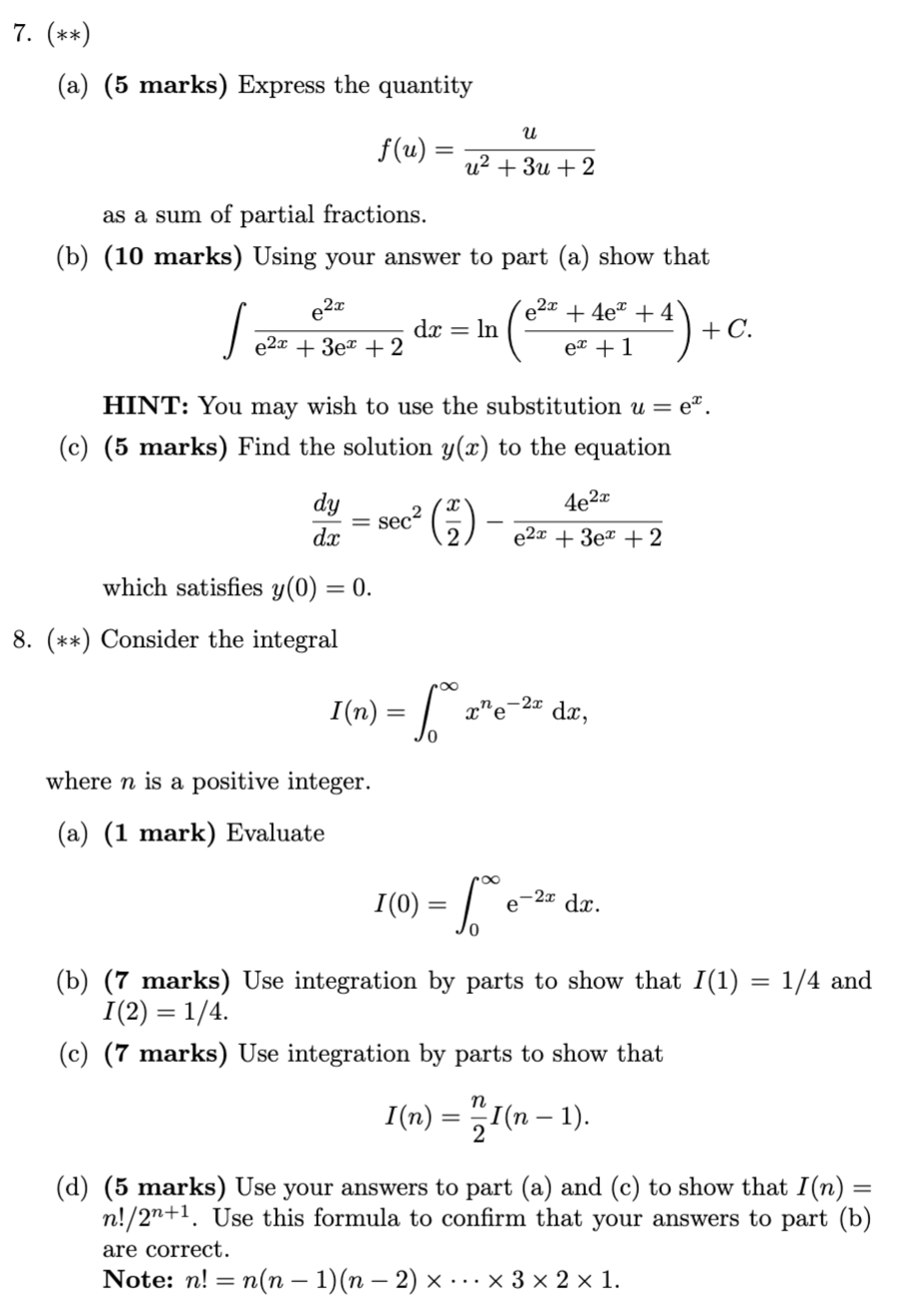 Solved (a) (5 marks) Express the quantity f(u)=u2+3u+2u as a | Chegg.com