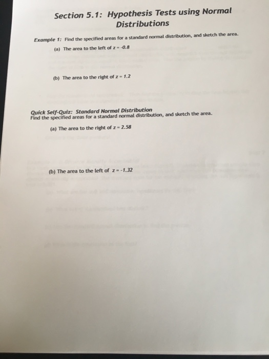 Solved Section 5.1: Hypothesis Tests using Normal | Chegg.com
