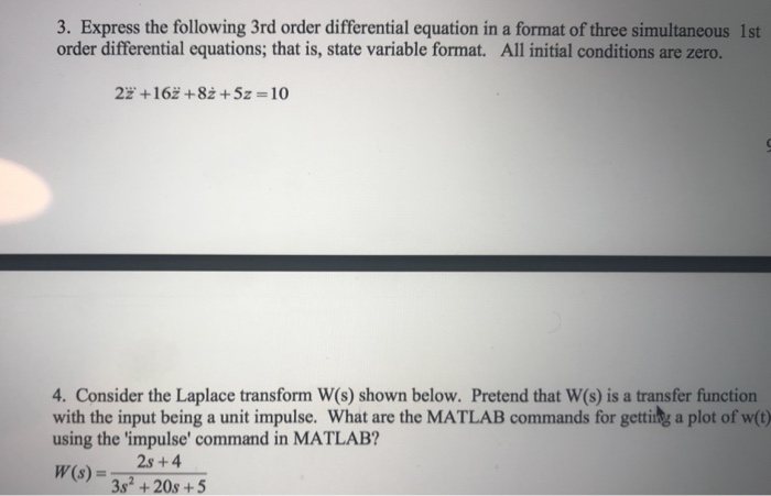 Solved 3. Express the following 3rd order differential | Chegg.com