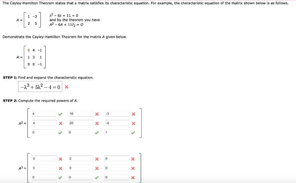 Solved The Cayley Hamilton Theorem States That A Matrix 3663