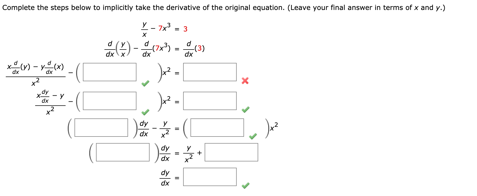 Solved Complete The Steps Below To Implicitly Take The 