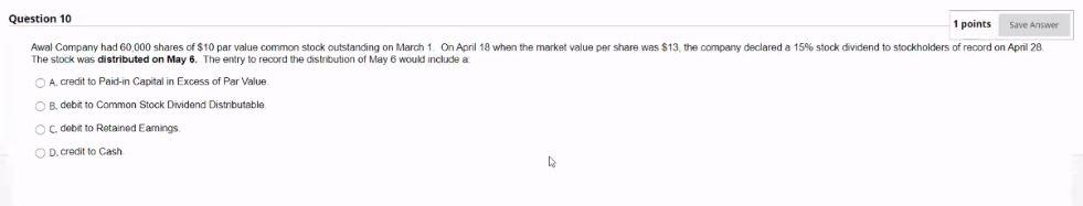 Solved Question 10 1 points Save Answer Awal Company had 60 | Chegg.com