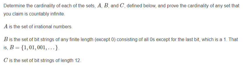 Solved Determine The Cardinality Of Each Of The Sets, A, B, | Chegg.com