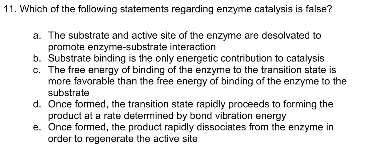 Solved 11. Which of the following statements regarding | Chegg.com