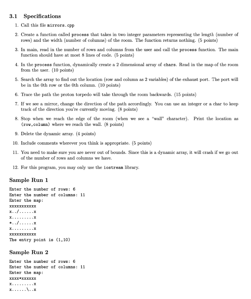 Intro to C++ program instructions and output sample | Chegg.com