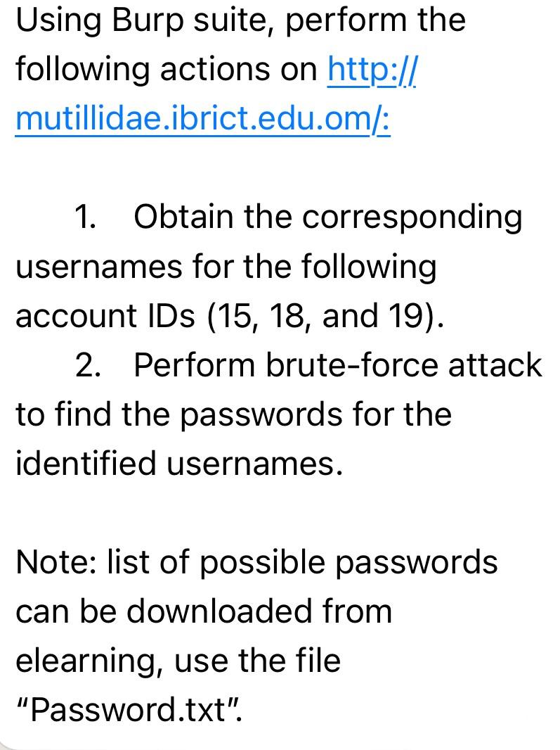 Using Burp Suite, Perform The Following Actions On | Chegg.com