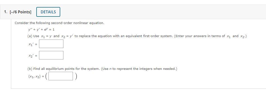 Solved 1. [-16 Points] DETAILS Consider the following | Chegg.com