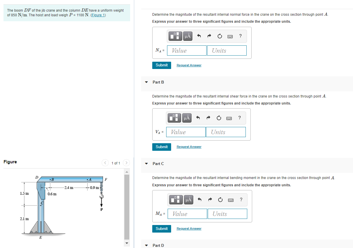 Solved The Boom DF Of The Jib Crane And The Column DE Have A | Chegg.com