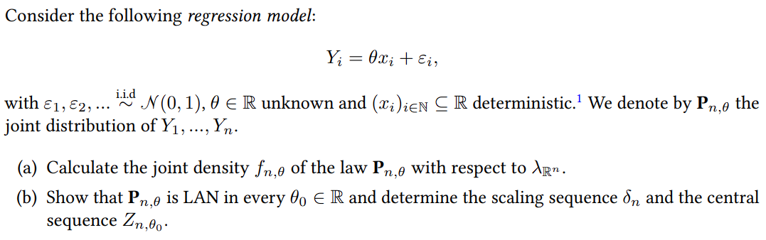 Solved Consider the following regression model: Yi=θxi+εi | Chegg.com