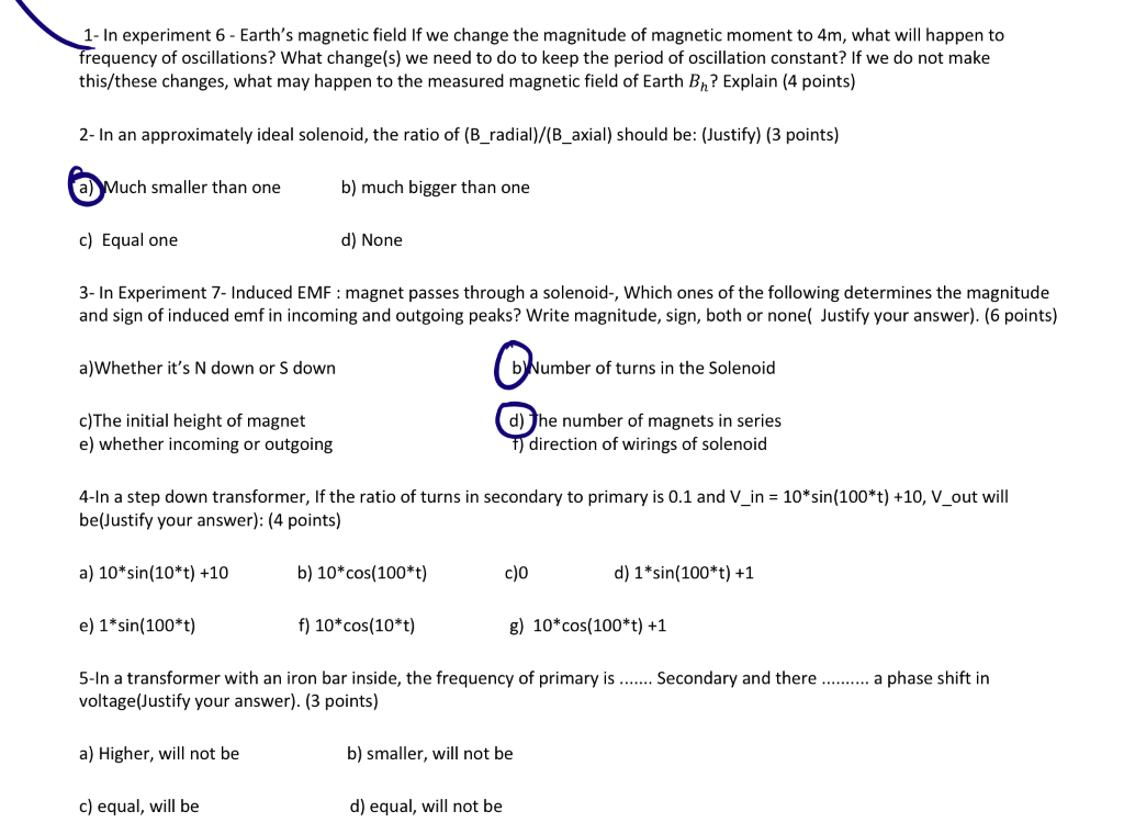 Solved 1- In experiment 6 - Earth's magnetic field If we | Chegg.com