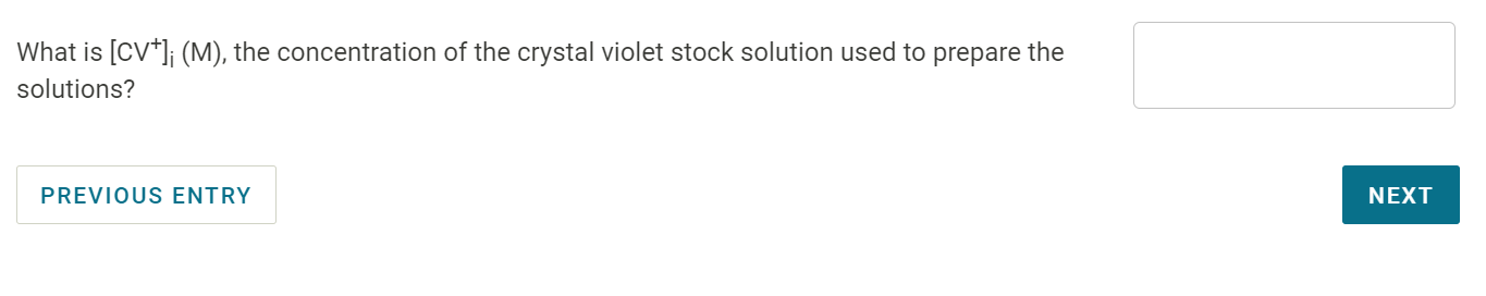 Solved What is [CV+]i(M), ﻿the concentration of the crystal | Chegg.com