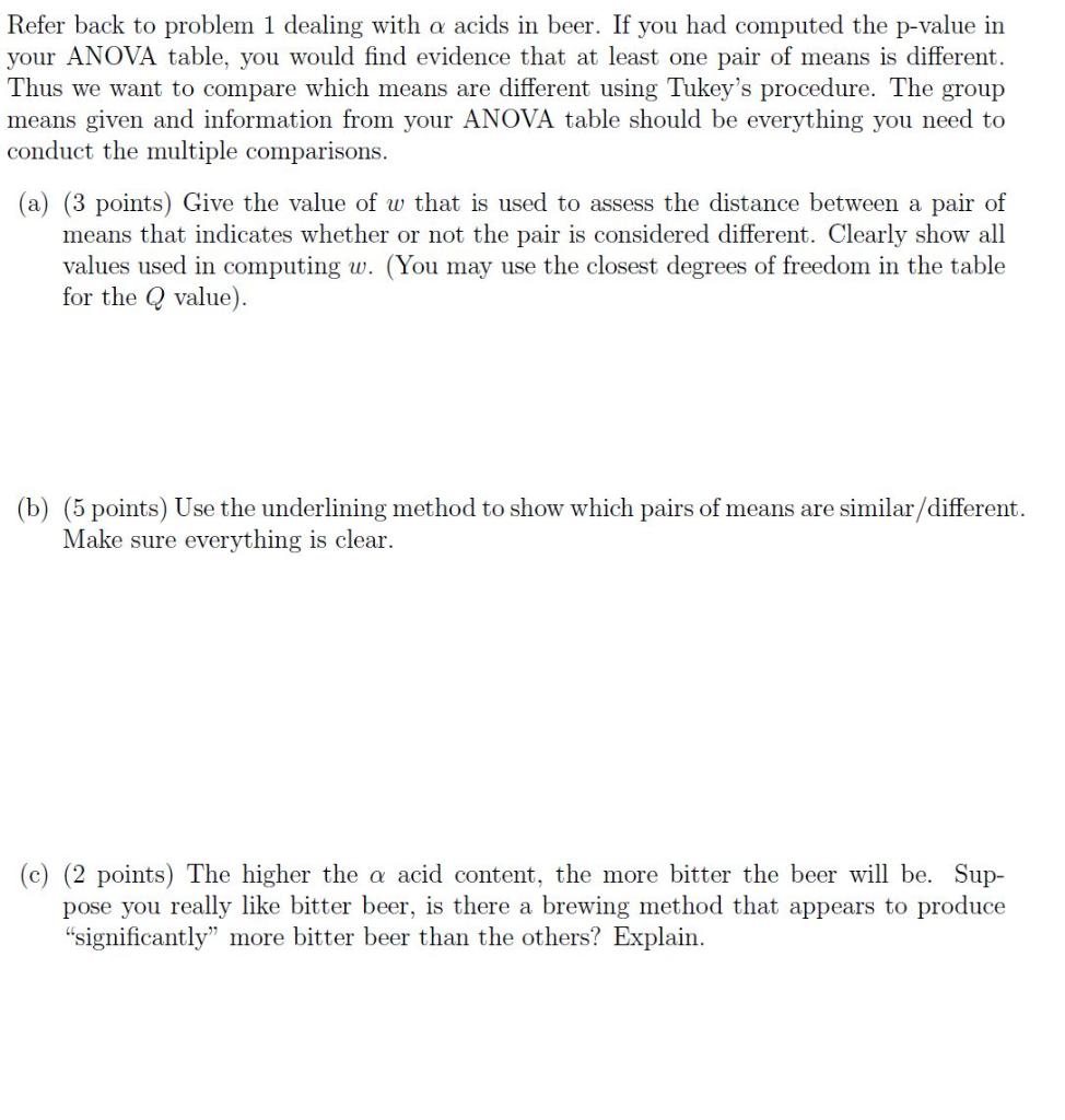 Solved In beer production, Alpha acids (a acids) are a | Chegg.com