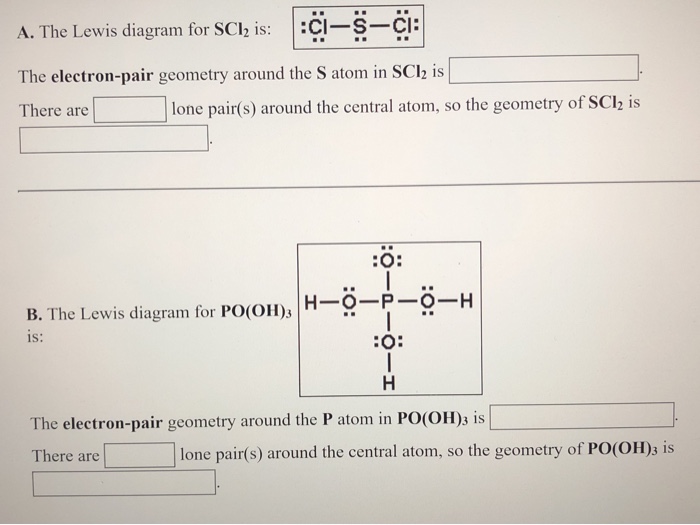 Solved A. The Lewis diagram for SCl2 is::CI-S-CI: The | Chegg.com