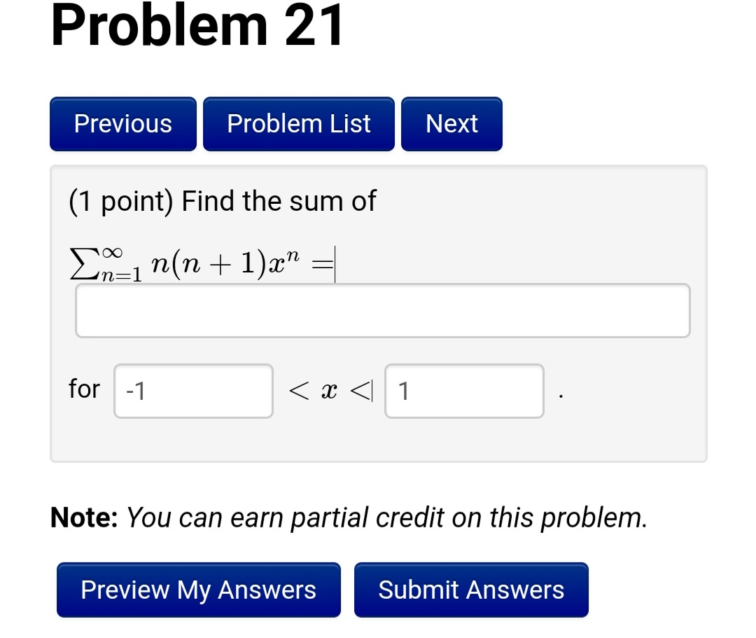 Solved Problem 21 Previous Problem List Next (1 point) Find | Chegg.com