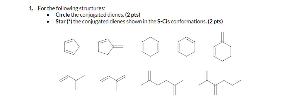 1. For the following structures: - Circle the | Chegg.com