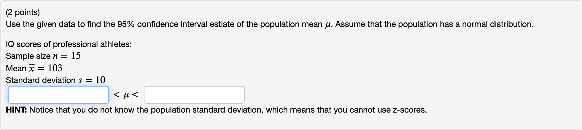 Solved (2 points) Use the given data to find the 95% | Chegg.com