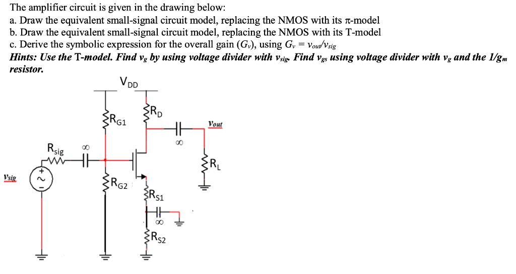 Solved The amplifier circuit is given in the drawing below: | Chegg.com