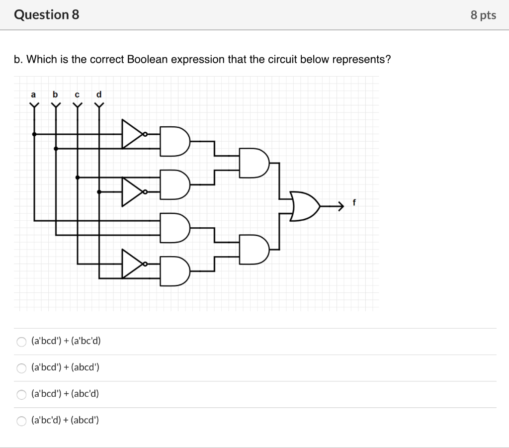 Solved Question 8 8 pts b. Which is the correct Boolean | Chegg.com