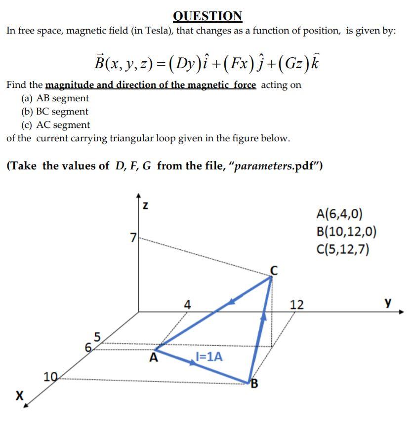 Solved Question In Free Space Magnetic Field In Tesla Chegg Com