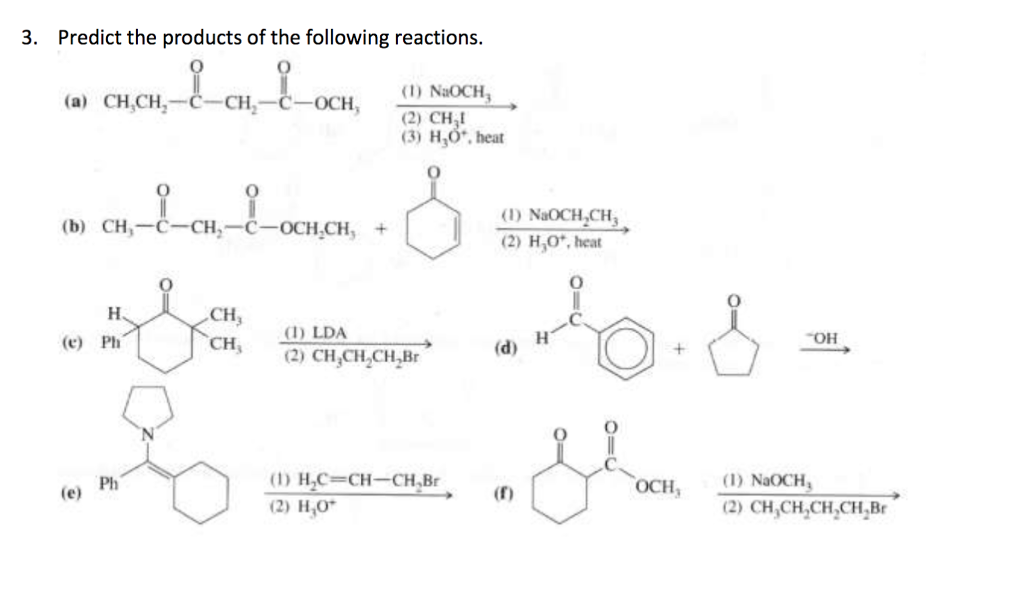 Naoch Solved 3. Predict the products of the following reactions. 1 | Chegg.com