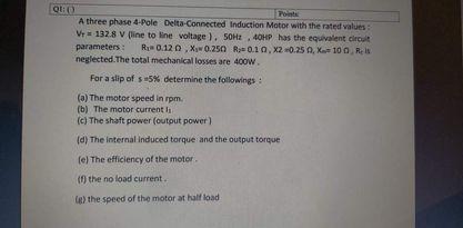 Solved Po A three phase 4-Pole Delta-Connected induction | Chegg.com