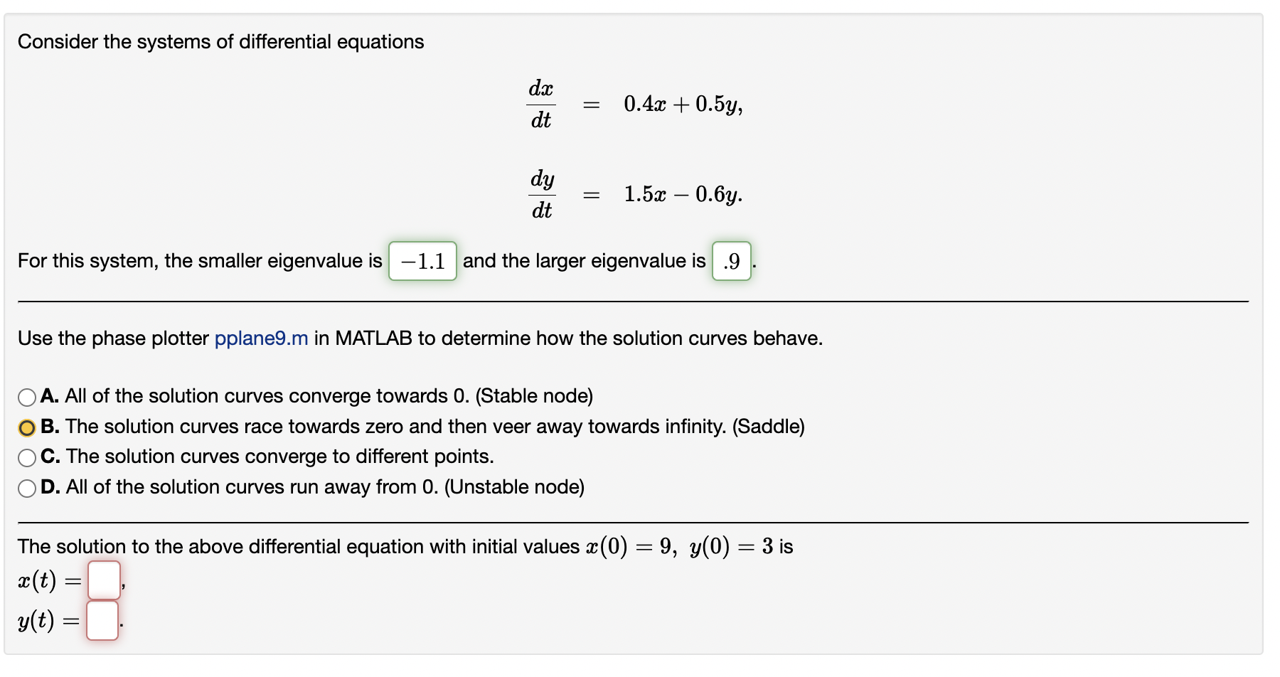 Solved Consider the systems of differential equations dx dt | Chegg.com