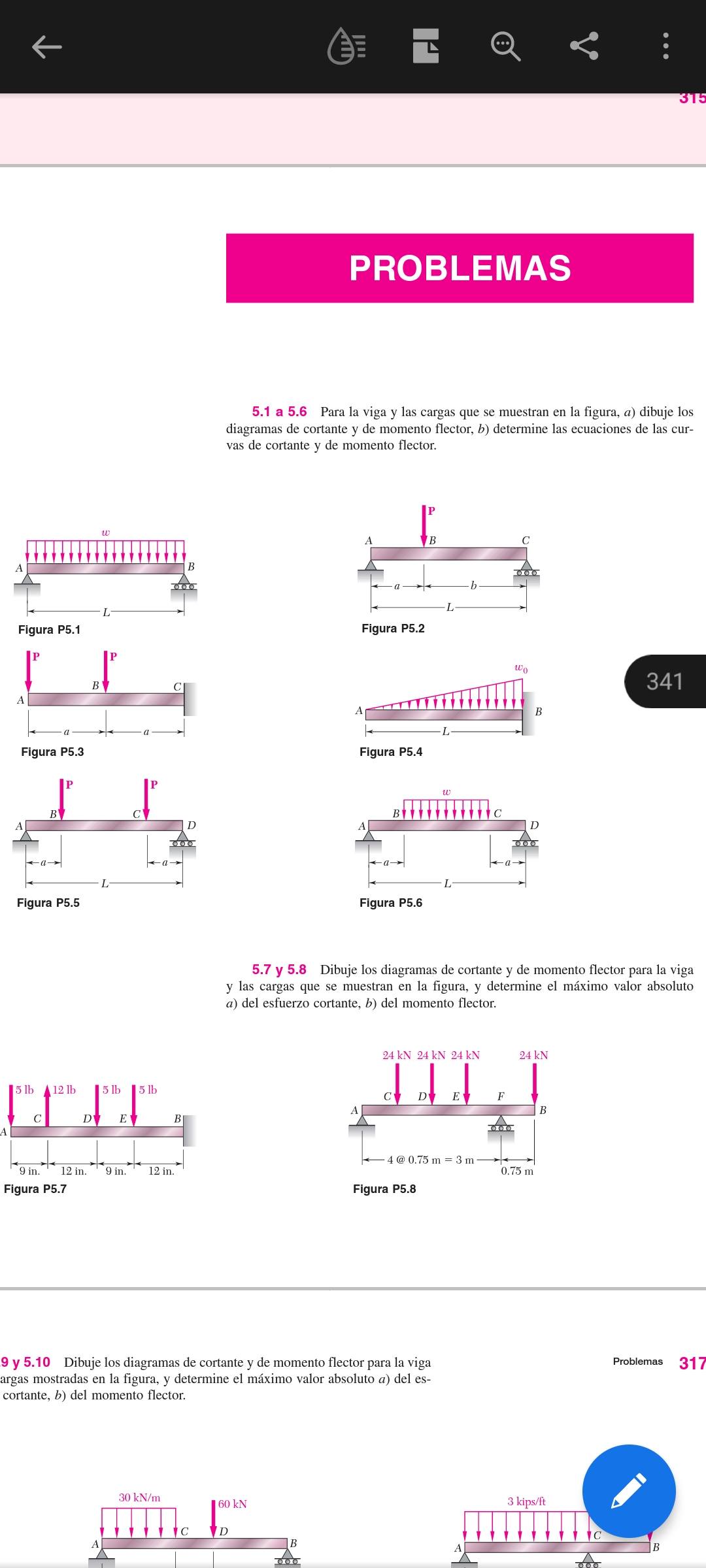 Solved 5.1 A 5.6 Para La Viga Y Las Cargas Que Se Muestran | Chegg.com