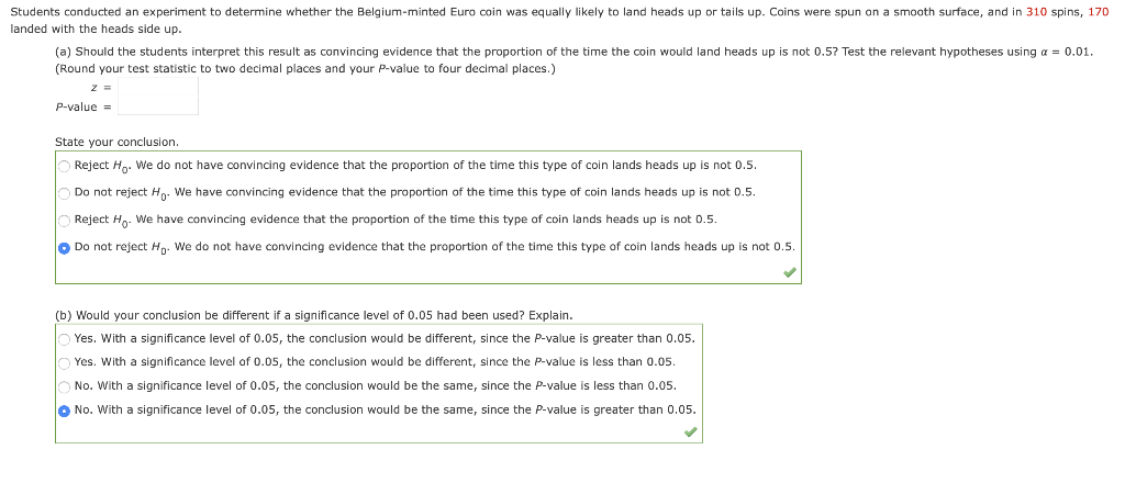 Solved Students conducted an experiment to determine whether | Chegg.com