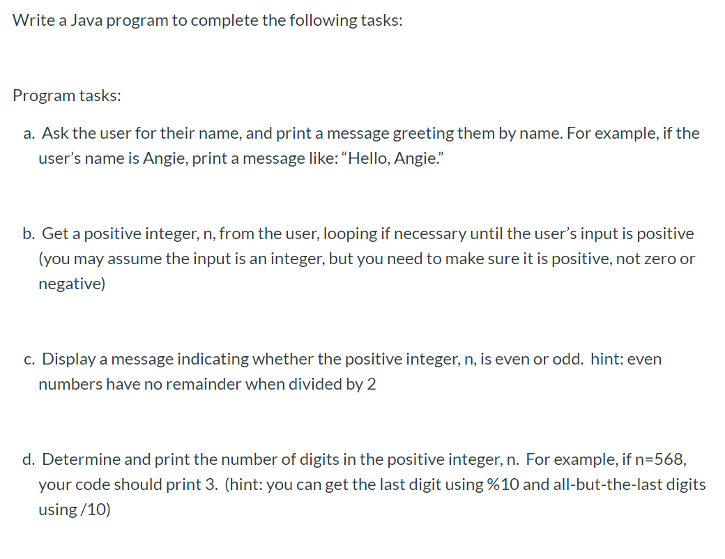 Solved Write a Java program to complete the following tasks: | Chegg.com
