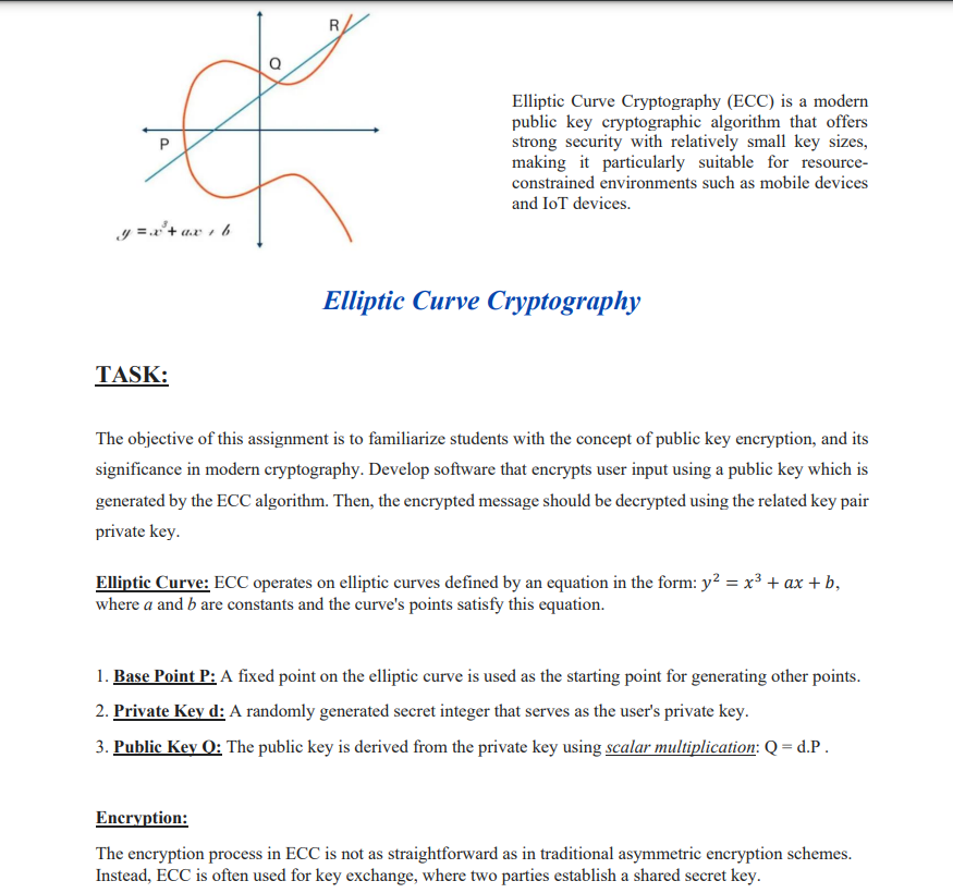 Solved Elliptic Curve Cryptography Ecc Is A Modern Public