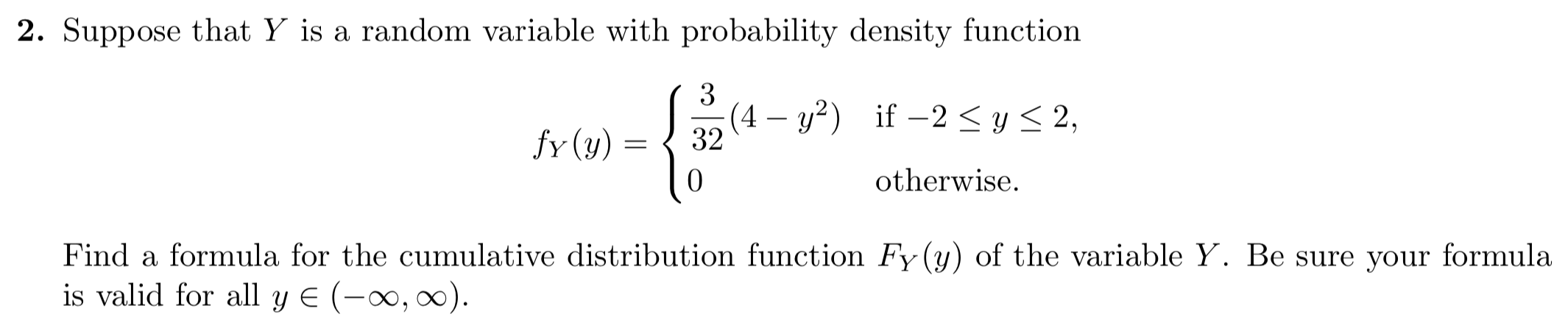 Solved 2. Suppose that Y is a random variable with | Chegg.com