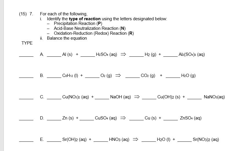 Solved (15) 7. For each of the following, i. Identify the | Chegg.com