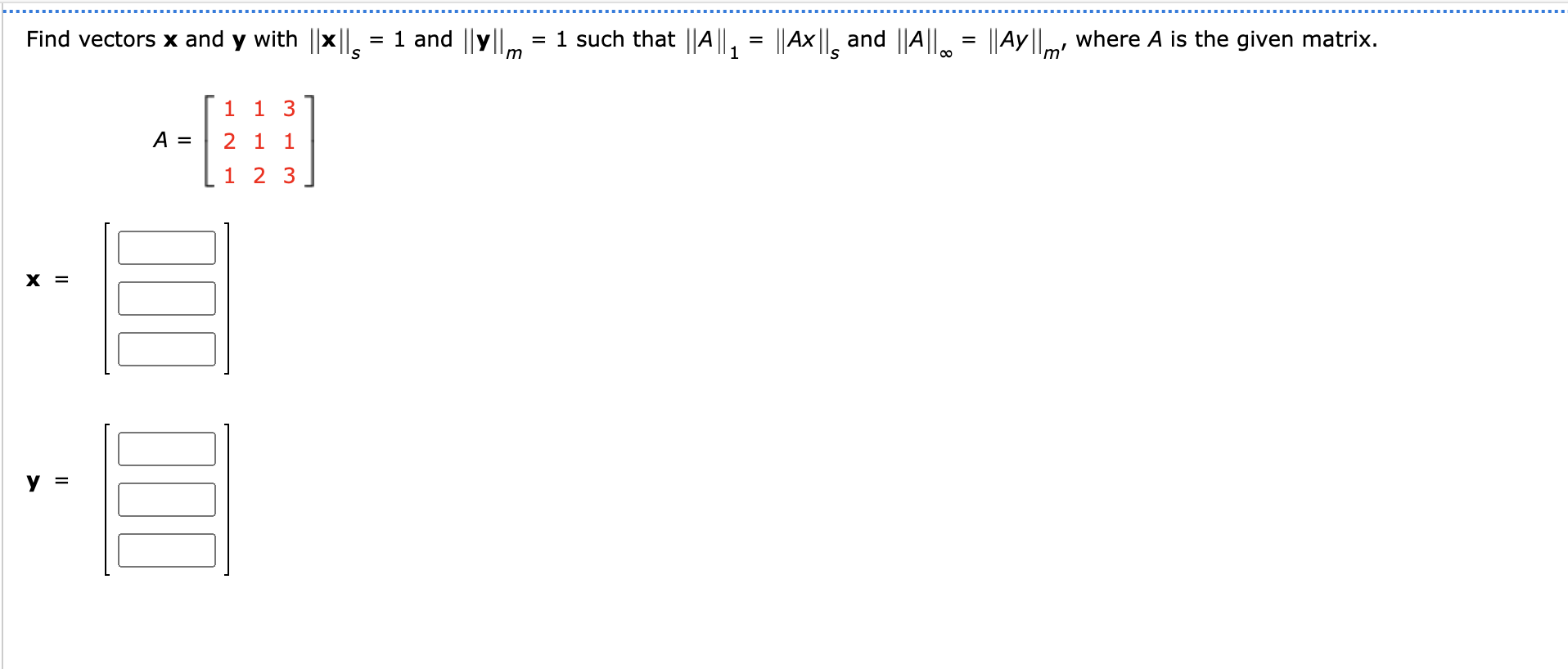 Find vectors x and y with ||||5 = 1 and || y || = 1 | Chegg.com