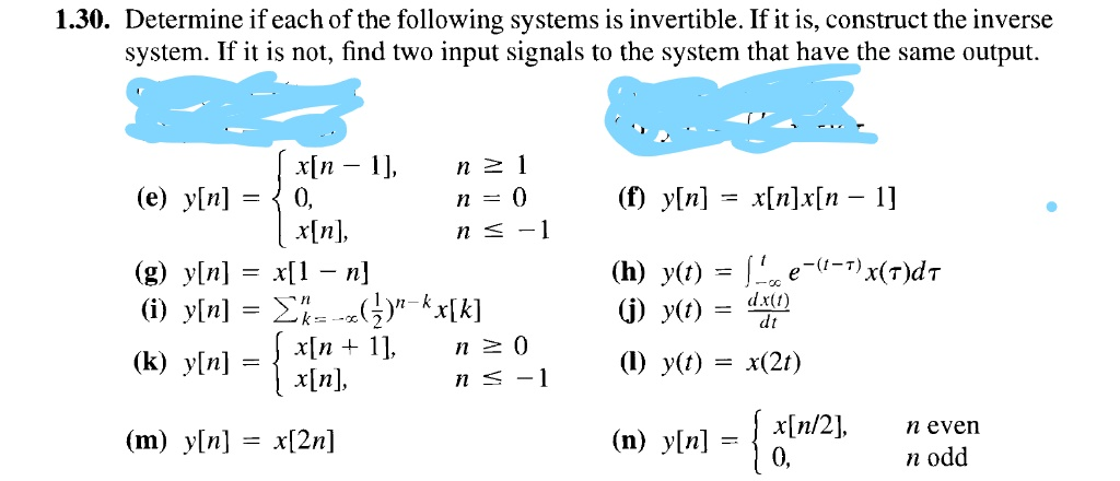 Solved 1.30. Determine if each of the following systems is | Chegg.com
