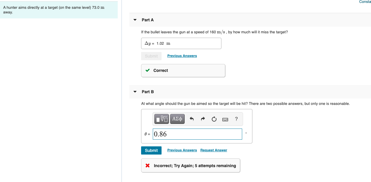 Solved Consta A Hunter Aims Directly At A Target On The Chegg Com