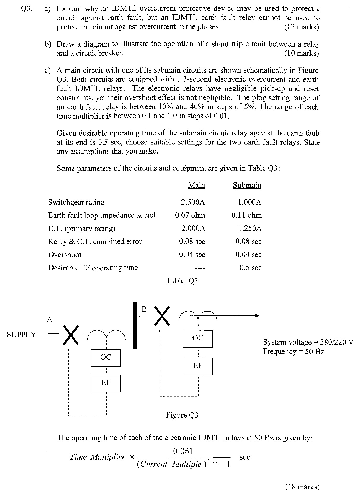 Solved Q3. ﻿a) ﻿explain Why An Idmtl Overcurrent Protective 