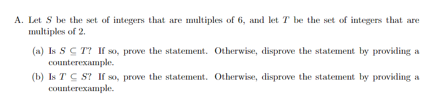 Solved A. Let S be the set of integers that are multiples of | Chegg.com
