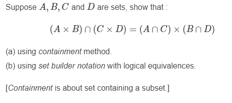 Solved Suppose A, B, C And D Are Sets, Show That: (A X B) | Chegg.com