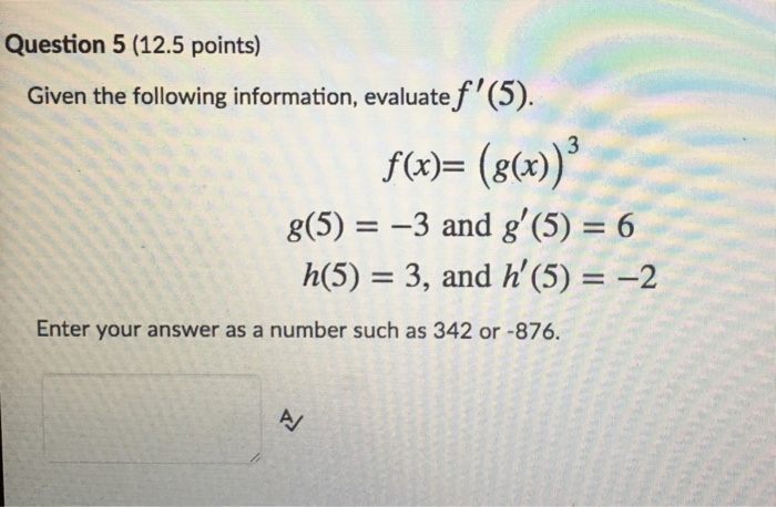 Solved Question 5 (12.5 points) Given the following | Chegg.com